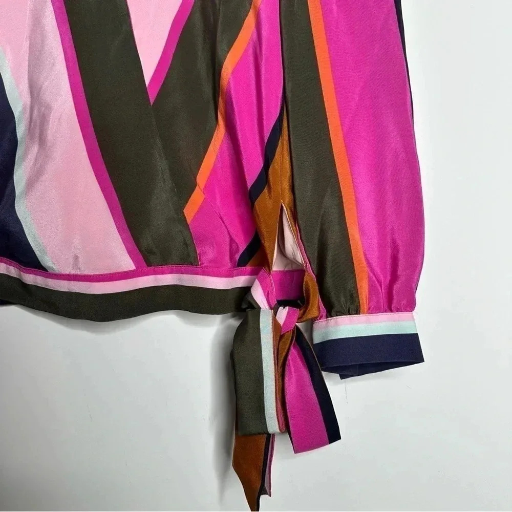 Marie Oliver Stripe Ripley Silk Wrap Blouse Size XXS - Picture 5 of 9